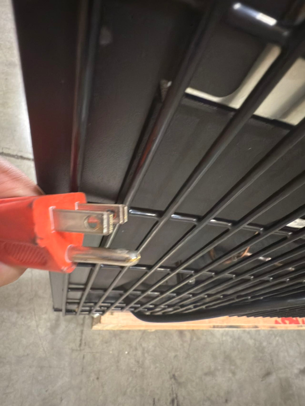 Top view of ALKCOOL ERINA cooler showing adjustable perforated metal shelves.
