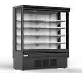 78 inch commercial refrigerated display case with black cold-rolled steel exterior, LED canopy, and adjustable temperature controls
