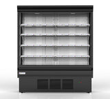 Energy-efficient merchandiser cooler using R290 hydrocarbon refrigerant with LED lighting and reversible ECM fan motors