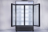 NAFCOOL GDR47 commercial glass door fridge illuminated by bright white LED interior lighting
