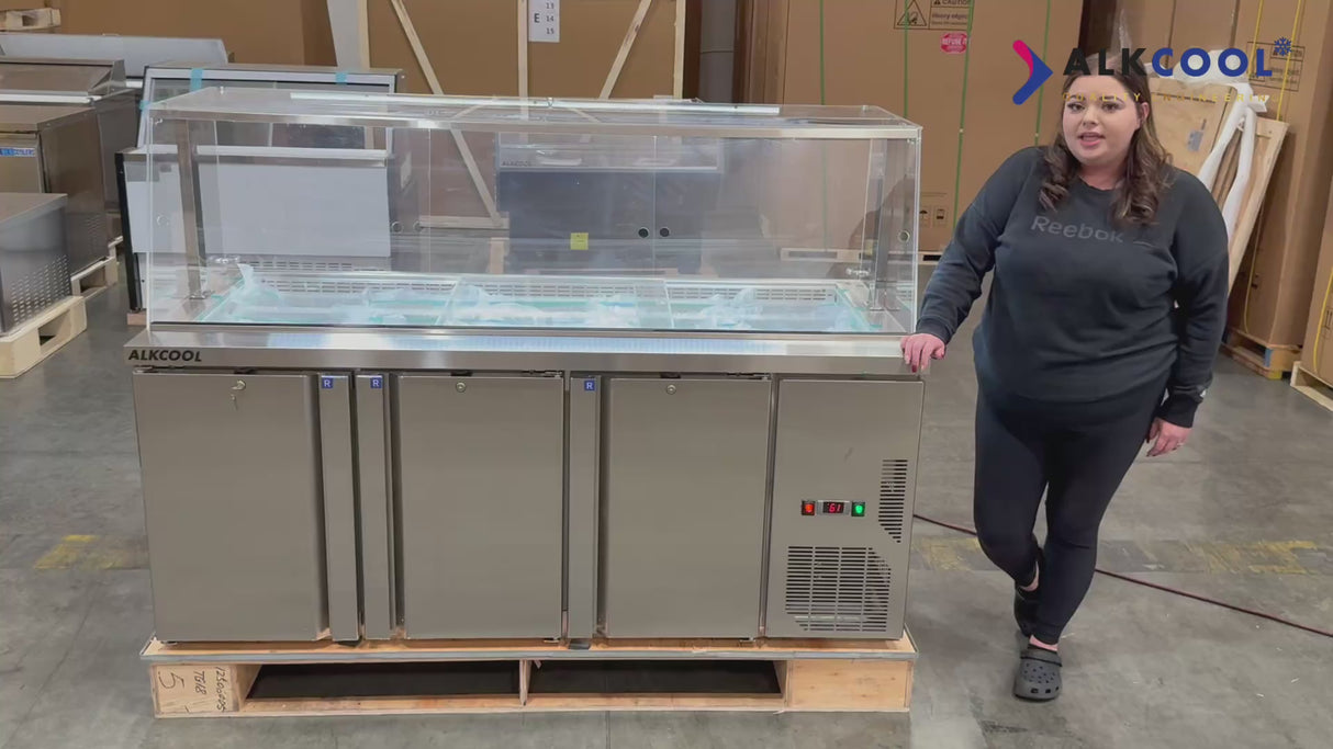 SOC72-R 72'' Wide Cold Food Refrigerator, (15) 1/3 Size Pan Capacity, Floor Model, Stainless Steel