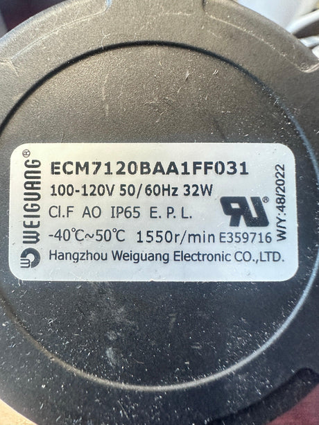 WEIGUANG FAN MOTOR ECM7120BAA1FF031 - NAFCOOL