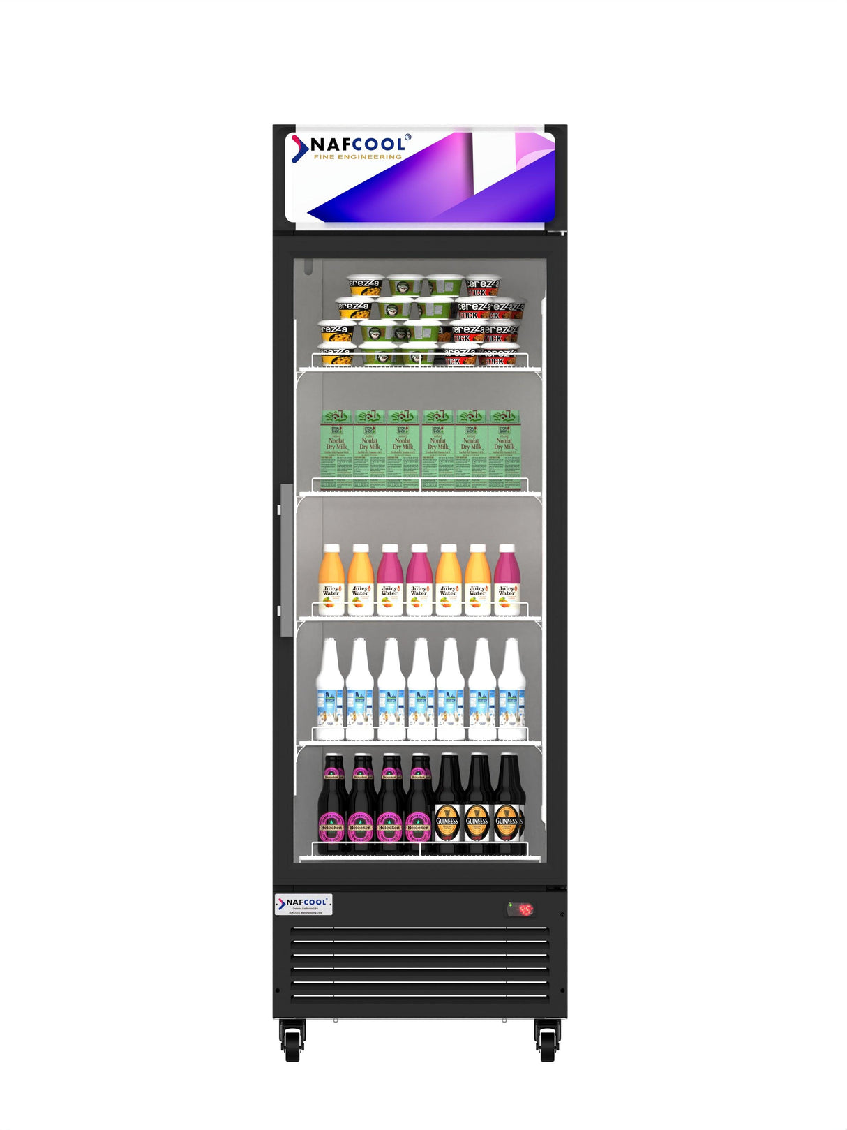 SDGR 25'' Black Swing Glass Door Merchandiser Refrigerator - NAFCOOL